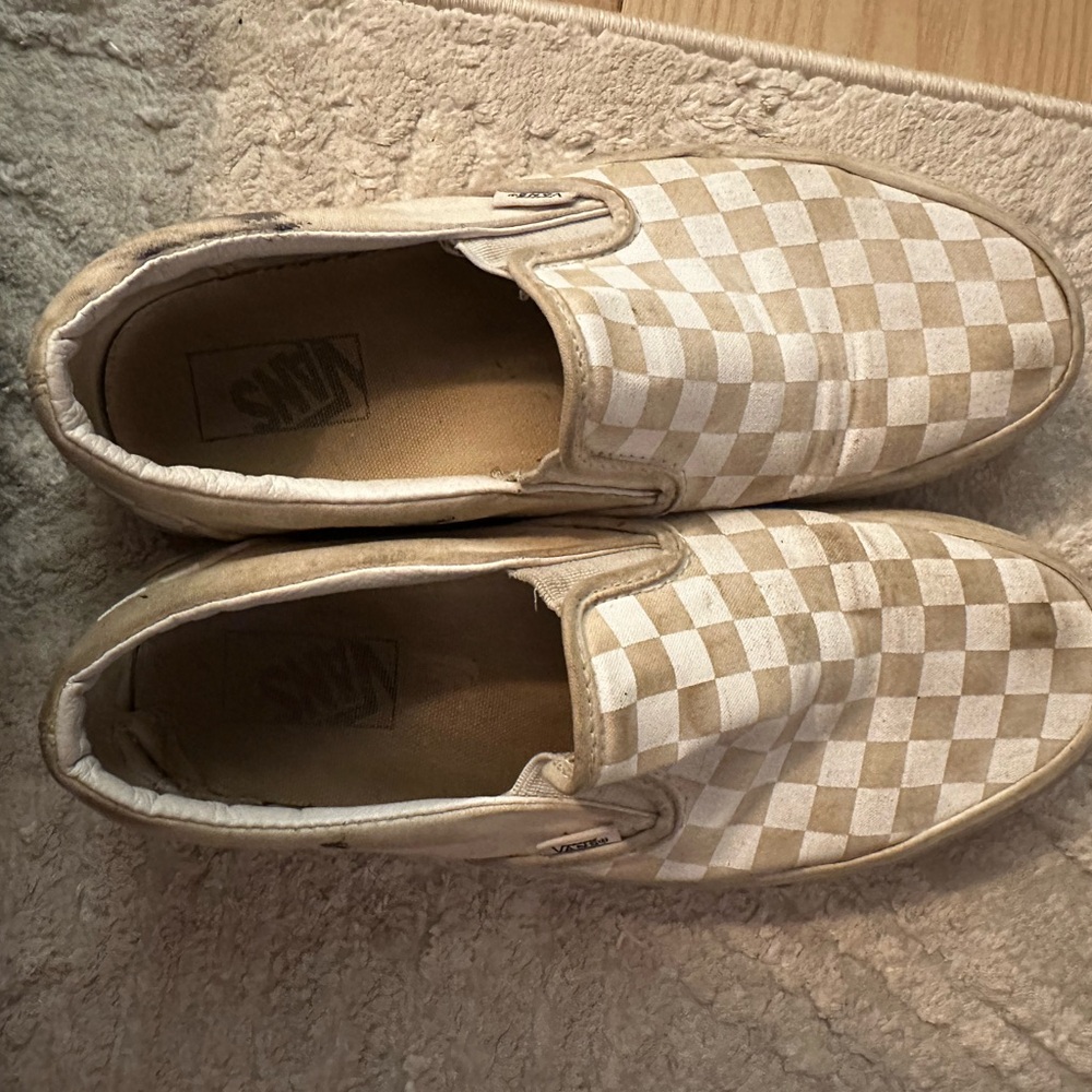 Vans Women's White Checkered Slip-On Sneakers